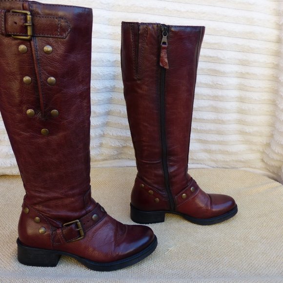 SOLD MJUS RUSTIC BROWN TALL LEATHER BOOTS SZ 36 - Picture 1 of 13